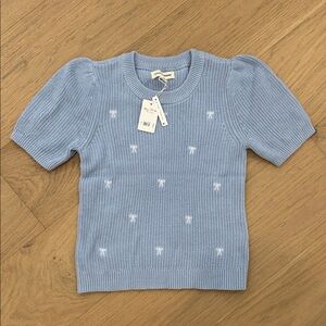 Lucky Brand Light Blue Short Sleeve Sweater